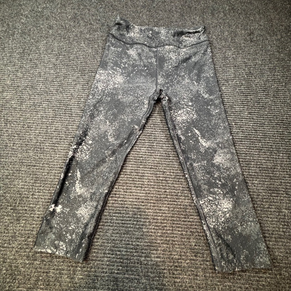 Under Armour‎ HeatGear Compression Leggings Womens (S) Black White Splatter Crop